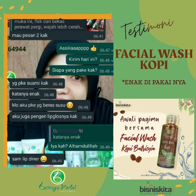 Batrisyia facial wash kopi/ facial wash kopi batrisyia herbal/ facial wash untuk flek komedo