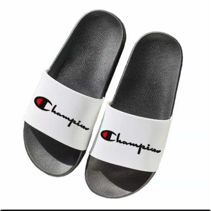 Sandal Pria Slide Champion Karet / Sendal Flat Slop Selop Cowok Cewek Unisex