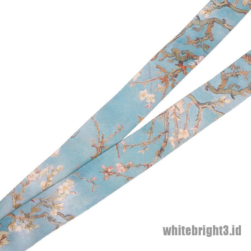 &lt; White3 &gt; 1pc Tali Lanyard Motif Tulisan Van Gogh Untuk Kartu ID / Handphone