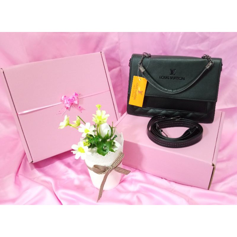 Tas LV Slempang + Box Pink