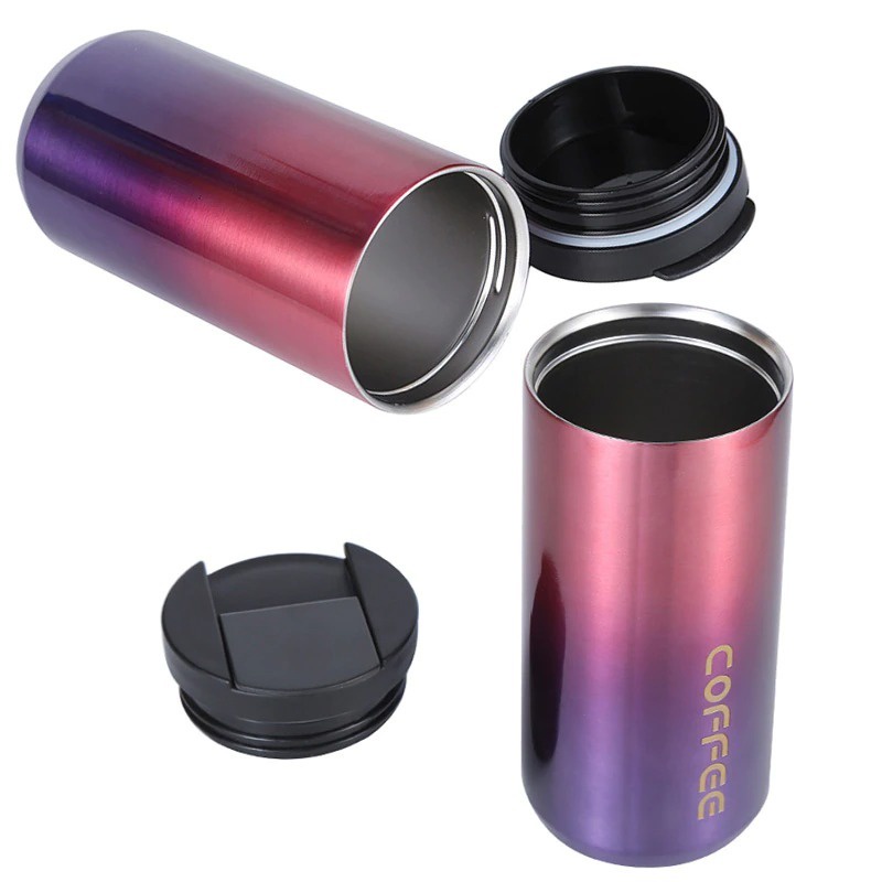 Botol Minum Mug Tumbler Thermos Termos Stainless Steel 450ml Black Blue Gradient Tahan Panas Dingin