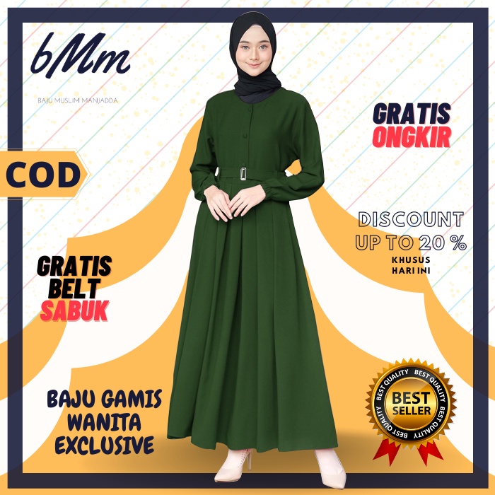 GAMIS EXCLUSIVE TERBARU GAMIS REMAJA GAMIS DEWASA - HIJAU BOTOL