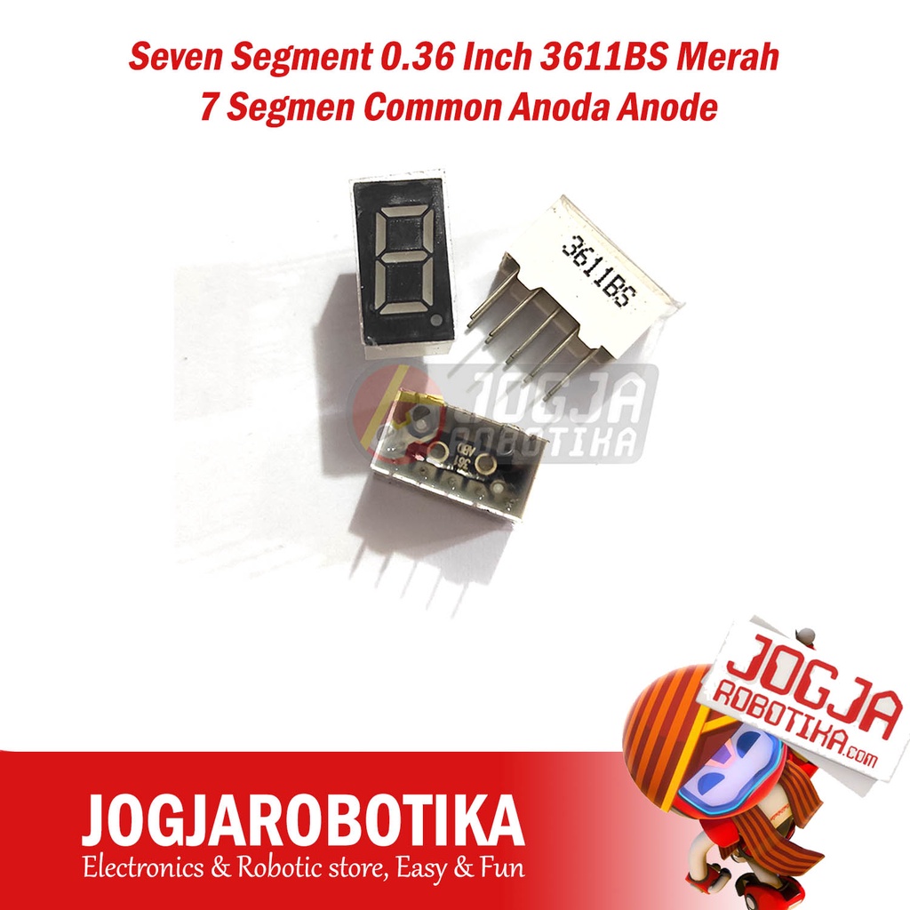 Seven Segment 0.36 Inch 3611BS 3161BS Merah 7 Segmen Common Anoda Anode