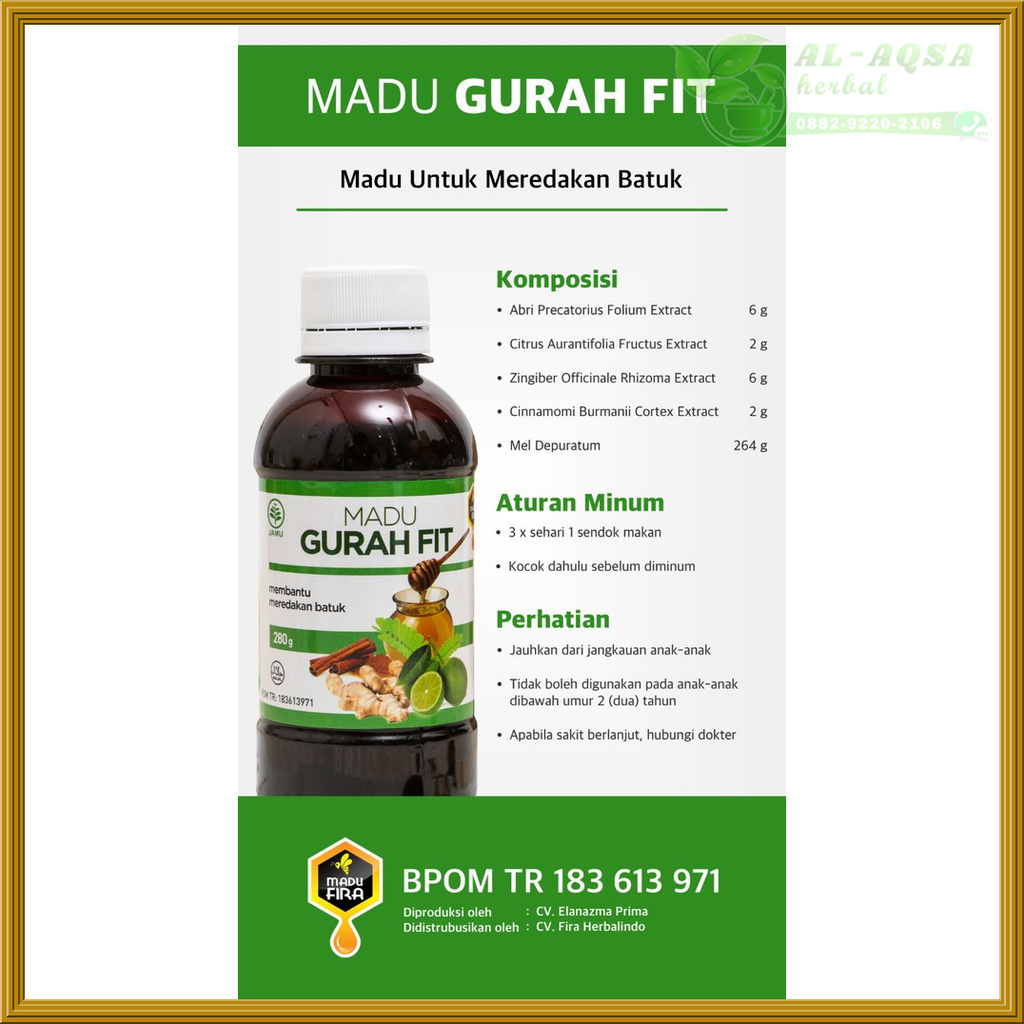 

Original Madu Gurah Fit 280gr - gurahfit terapi asma batuk Bronchitis