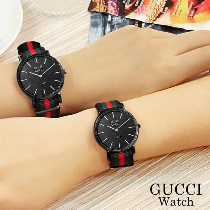JAM TANGAN COUPLE GUCCI KANVAS W105 Terbatas