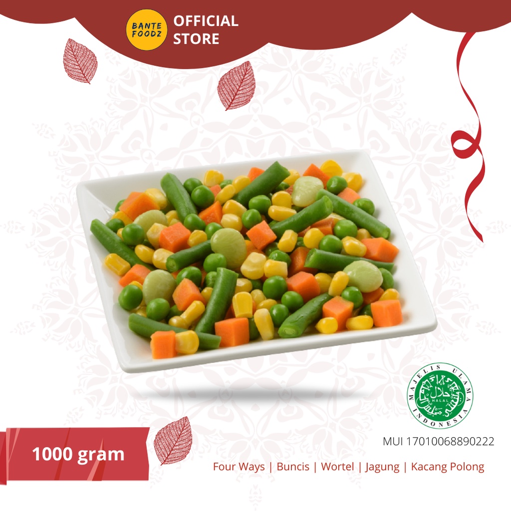 

Mix Vegetables 1Kg / Mix 4 Way / Sayuran (Jagung, Buncis, Grean peas, Wortel) Best Seller