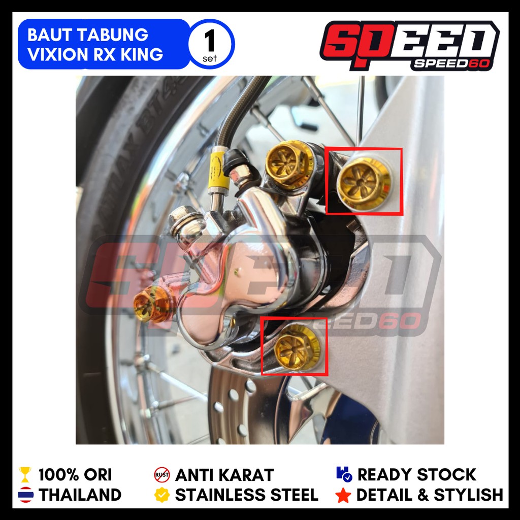 Baut Breket Kaliper RX King Nouvo Tabung Std Probolt Stainless King Nut Thailand