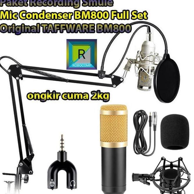 Paket Recording Smule Mic Condenser Bm800 Original Taffware Full Set List Bagus