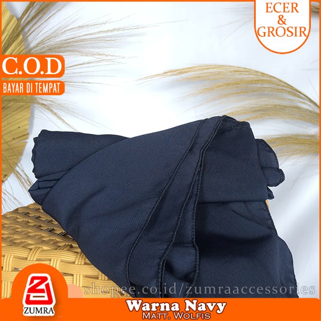 Pashmina Wolfis Super Jumbo 200 x 100 cm Pasmina Woolpeach Syari Premium Ala Malay Exclusive-Navy