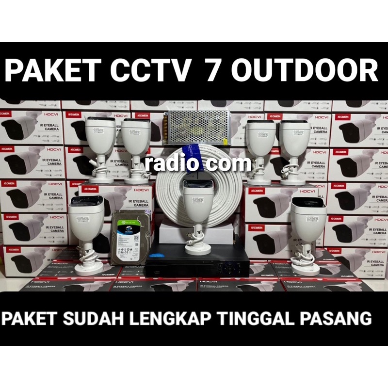 paket cctv 8 chanel 7 camera 5mp 1080p full hd ic sony (full outdoor)