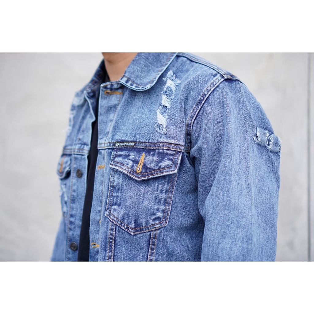 Legend of Denim jaket pria jaket jeans jaket denim ripped jeans pria jaket jeans pria sobek jaket distro jaket jeans denim pria jaket jeans ripped ripped denim jacket warna Hitam JRN502