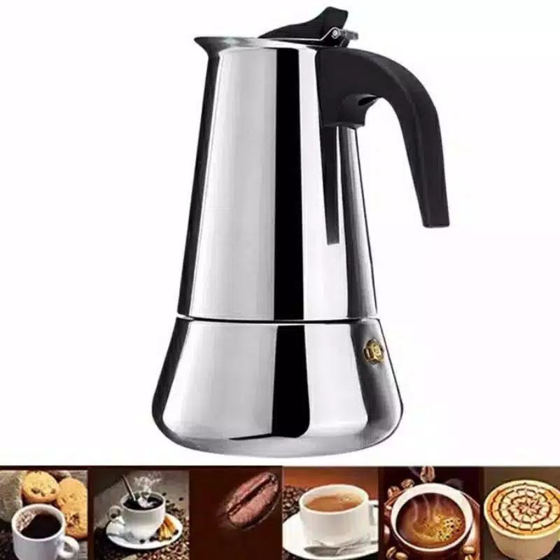 6 cup Teko kopi 300ml espresso maker stainless - moka pot - mocca pot - alat pembuat kopi