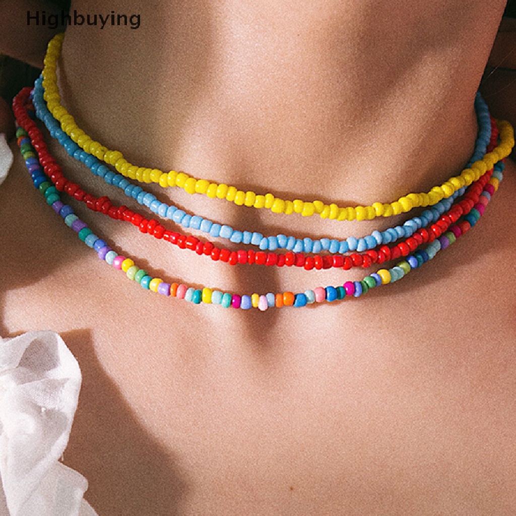 Hbid Kalung Choker Rantai Manik Warna Warni Gaya Boho Untuk Wanita