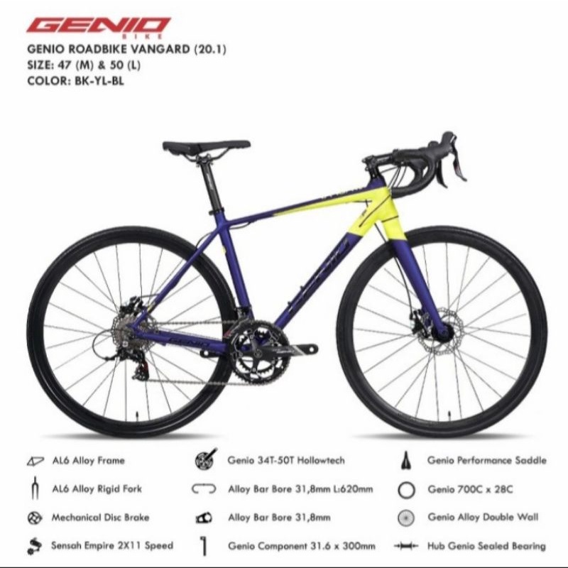 SEPEDA ROADBIKE GENIO VANGARD 2x11 SPEED 700C BY UNITED