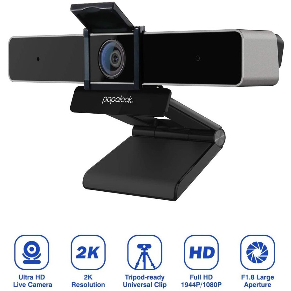 PAPALOOK Webcam 2K 30FPS with Microphone and Tripod PA92