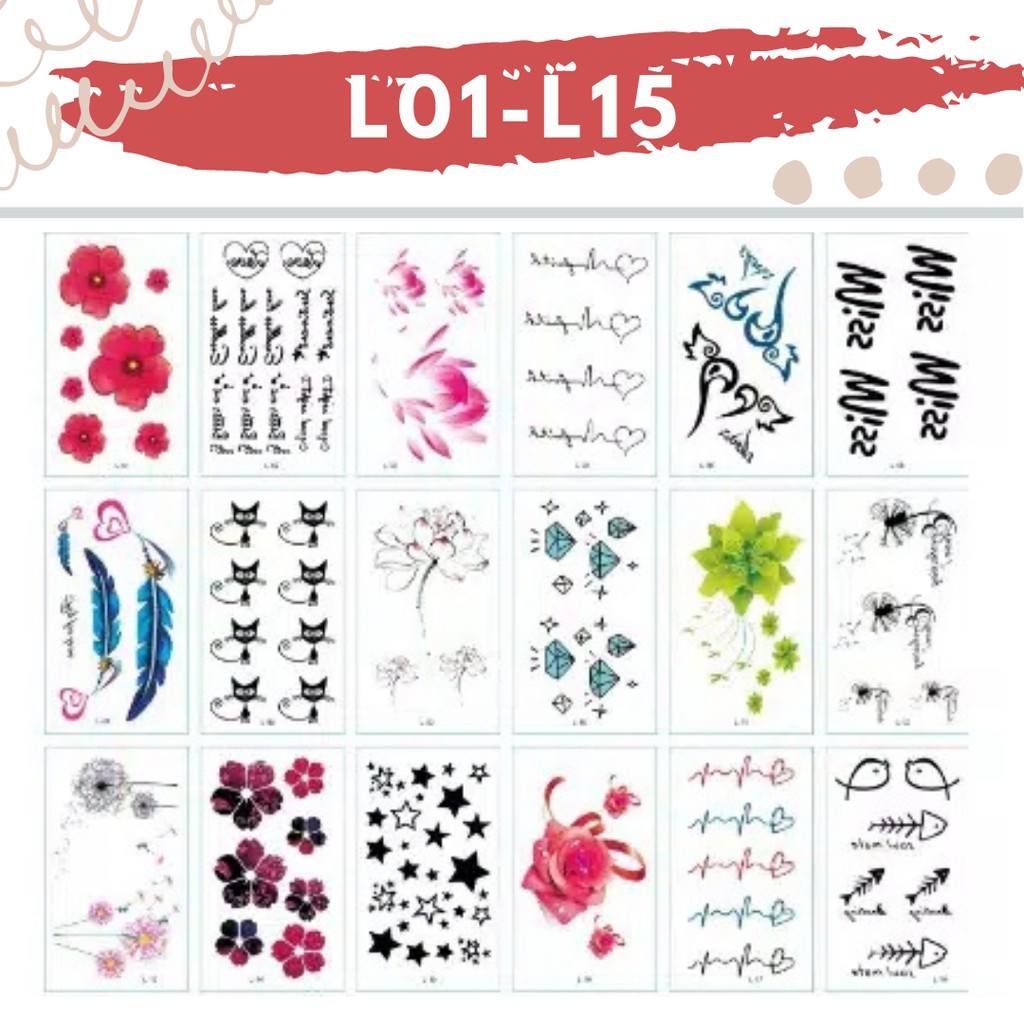 Stiker Tattoo kode L01-L15 | Tato Temporer | Waterproof