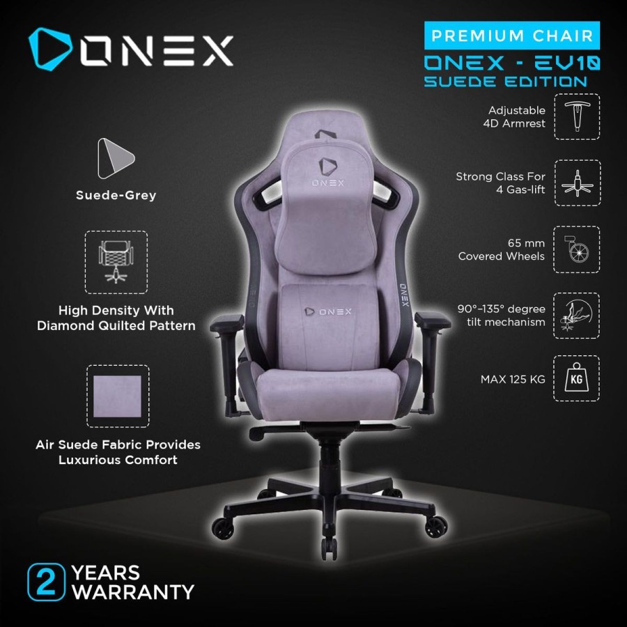 ONEX EV10 EVOLUTION SUEDE EDITION KURSI GAMING CHAIR - GREY