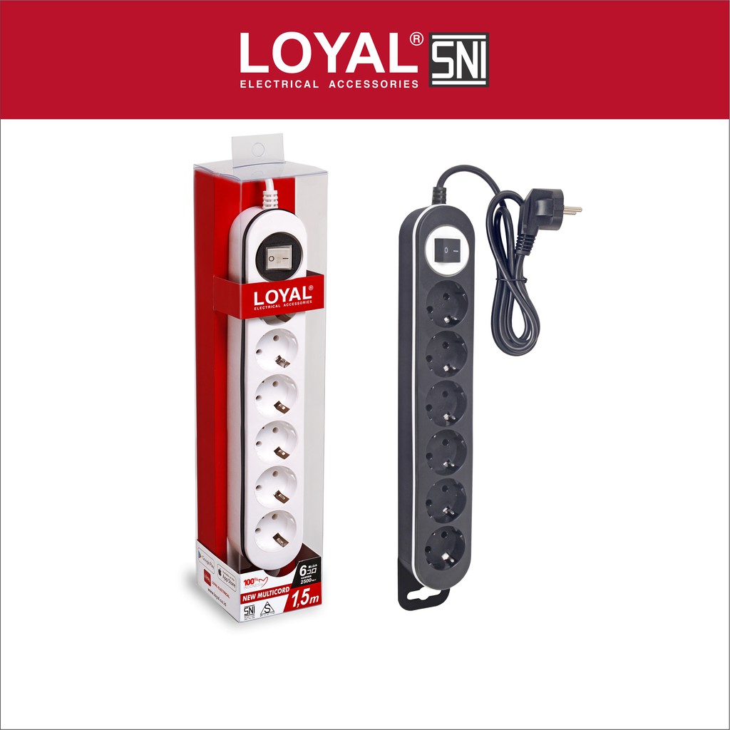 

Loyal Stop Kontak + Kabel 1.5M NEW MULTICORD 6 Lubang (LY-266N) SNI