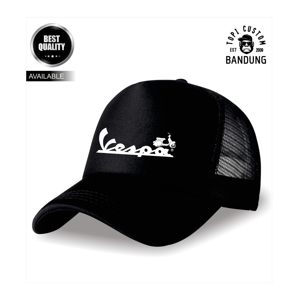 Topi Trucker VESPA Pria Wanita Topi Jaring Jala VESPA Trucker Cap Bisa Tulis Nama Bisa COD Gratis Masker Original High Premium Qualit