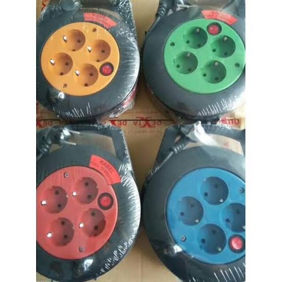 DEXTA DX-15 Terminal Stop Kontak Bulat Roll Kabel 4 Lubang Gulung 15M