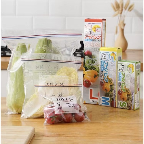 Kantong Plastik Double Ziplock Pembungkus Makanan Sayuran/Buah Penyimpan Kulkas