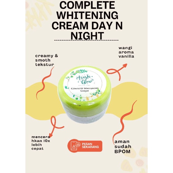 CREAM ARASTA GLOW COMPLETE WHITENING DAY N NIGHT KEMASAN TERBARU !!!!