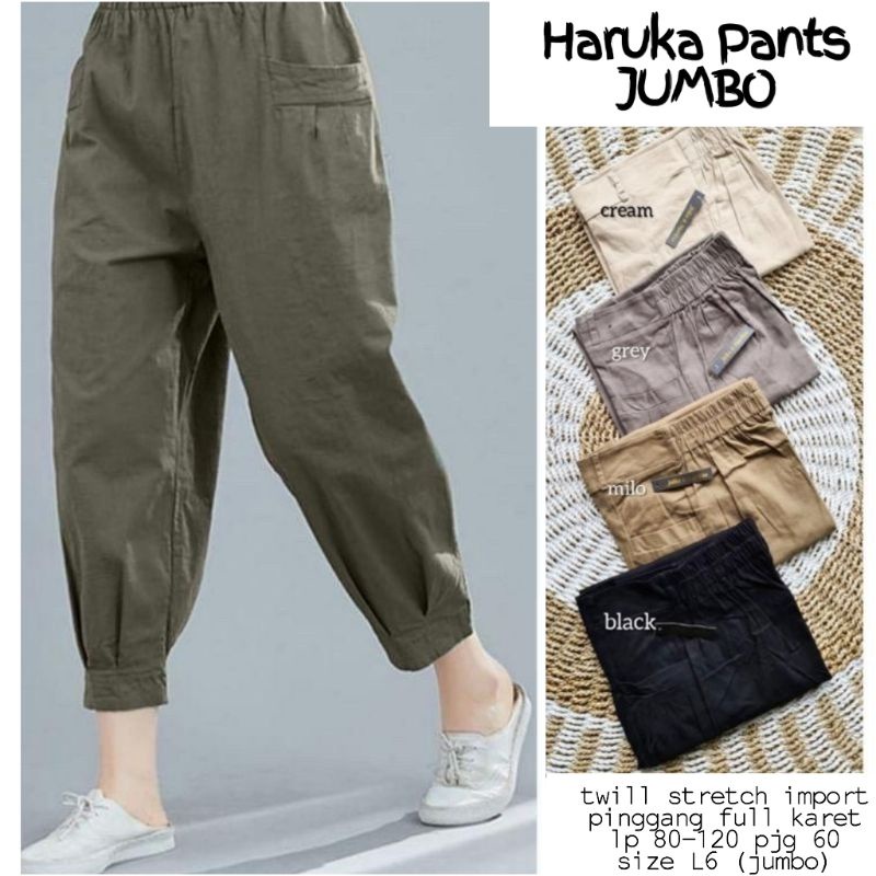Haruka Pants Jumbo | Celana Korean Twill Premium Murah Jumbo Size Standar Grosir | Celana Saku Depan
