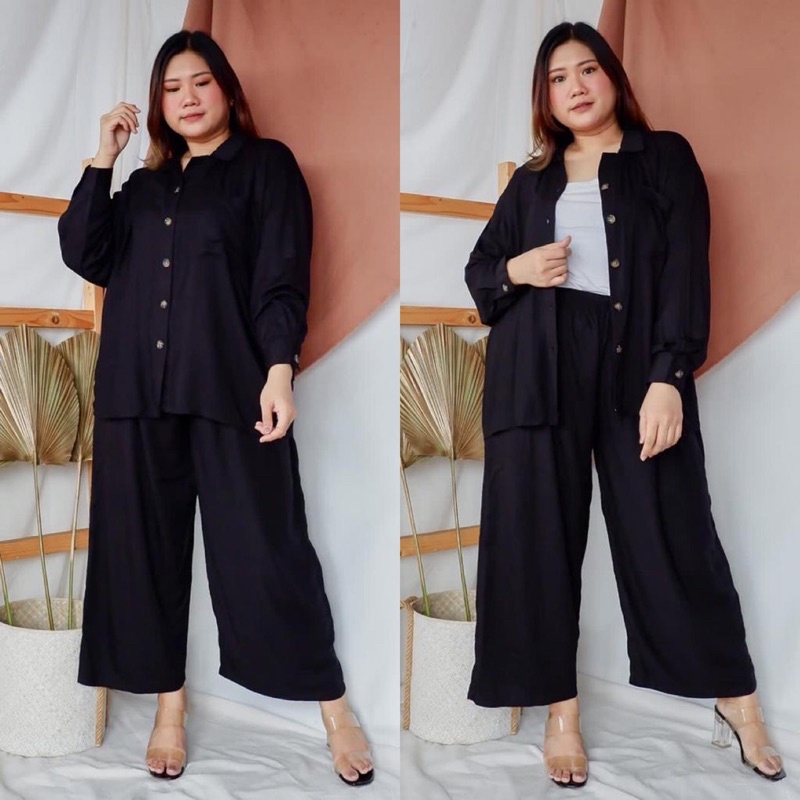 BIGWELL.ID MOZIA SET POLOS  - SETELAN WANITA BIG SIZE / SETELAN JUMBO / PIYAMA RAYON