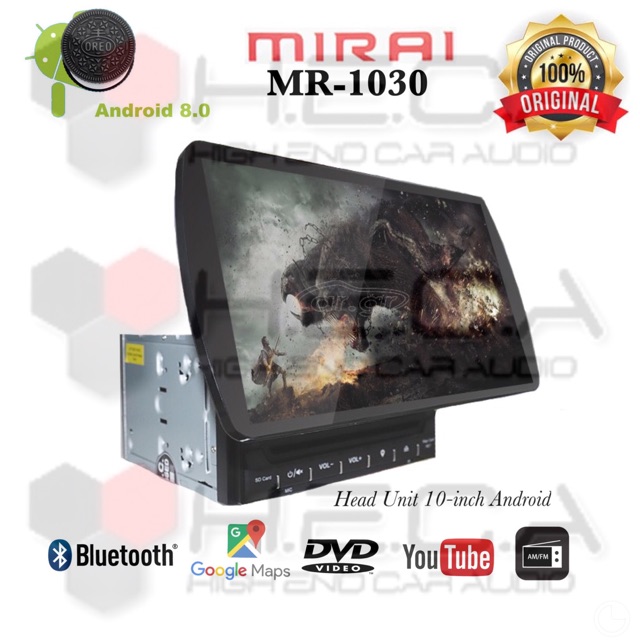MIRAI MR-1030 Android 10-inch Head Unit 10 inci DVD Double din Tape Audio Mobil