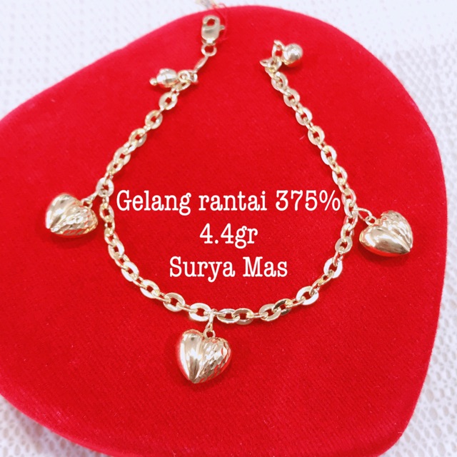Gelang rantai emas 375%