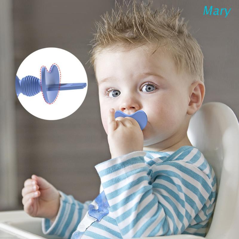 Mary 2pcs / Set Mainan Teether Sendok + Garpu Bahan Silikon Anti Slip Bpa Free Untuk Bayi Belajar Makan