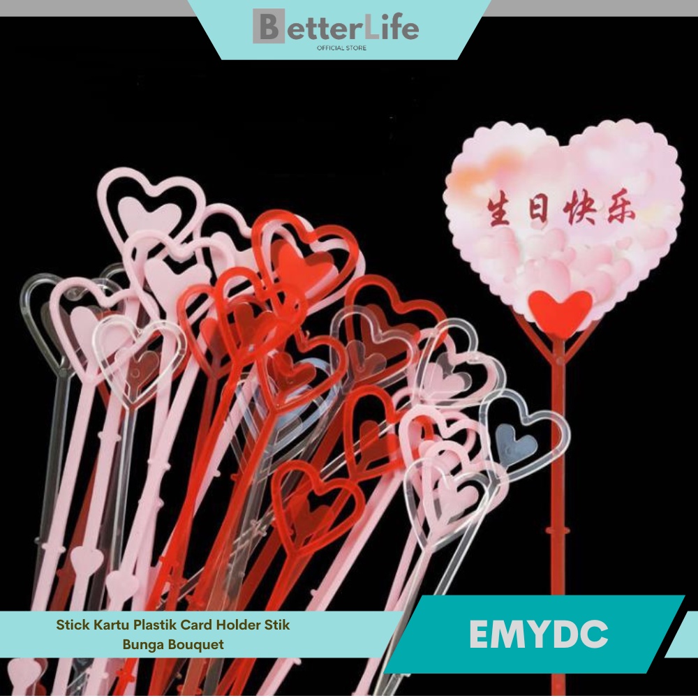 

Better Life - [10 Pcs] Stick Kartu Bucket Plastik Tangkai Kartu Dekorasi Card Holder Bouquet - EMYDC