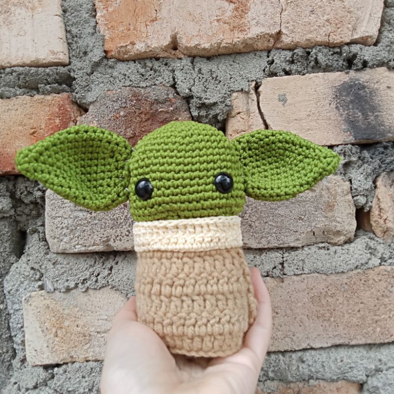 Amigurumi Handmade Crochet Baby Yoda/boneka amigurumi