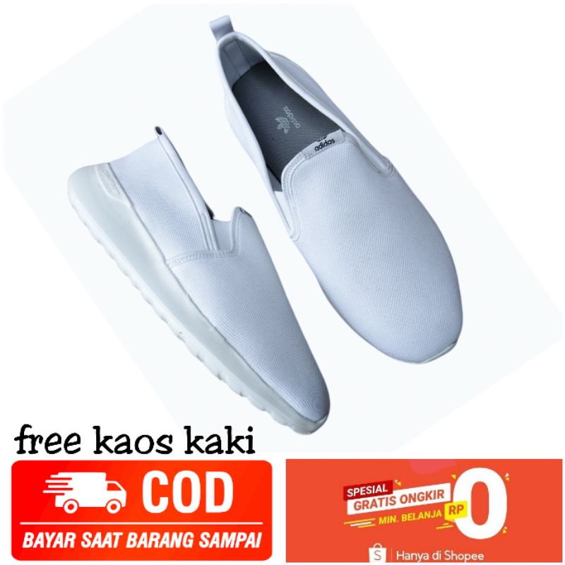 SEPATU SLIP ON PRIA UKURAN JUMBO BIG SIZE 45 46 47 FULL WHITE SLIP ON SNEAKERS PRIA SIZE BESAR