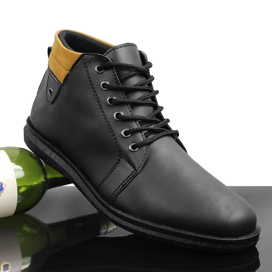 Bayar Di Tempat - Sepatu Kickers Atlon Hitam Semi Boots Kasual Kerja Kantor Formal Bertali Keren