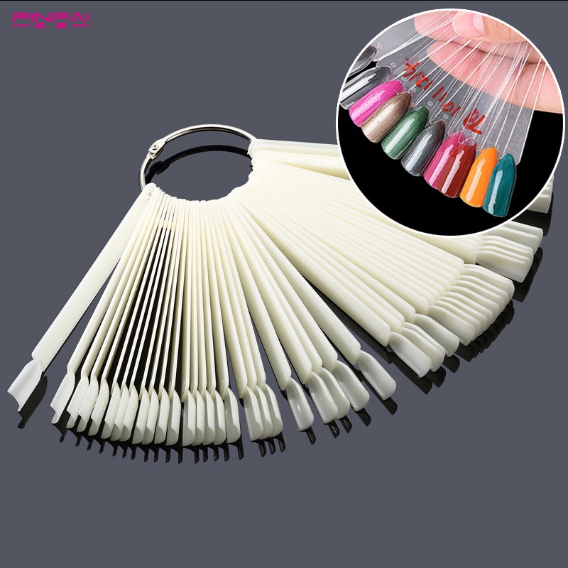 [ COD ] 50pcs/40pcs Stik Display Kuku Palsu Bentuk Kipas Untuk Latihan Nail Art / Manicure