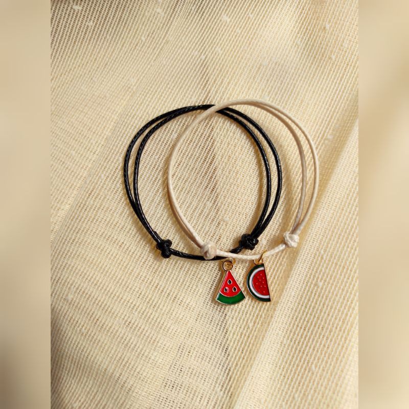 Gelang Charm Enamel Buah Cherry,Nanas,Strawberry, Watermelon, Anggur, Peach, Wortel, Lobak