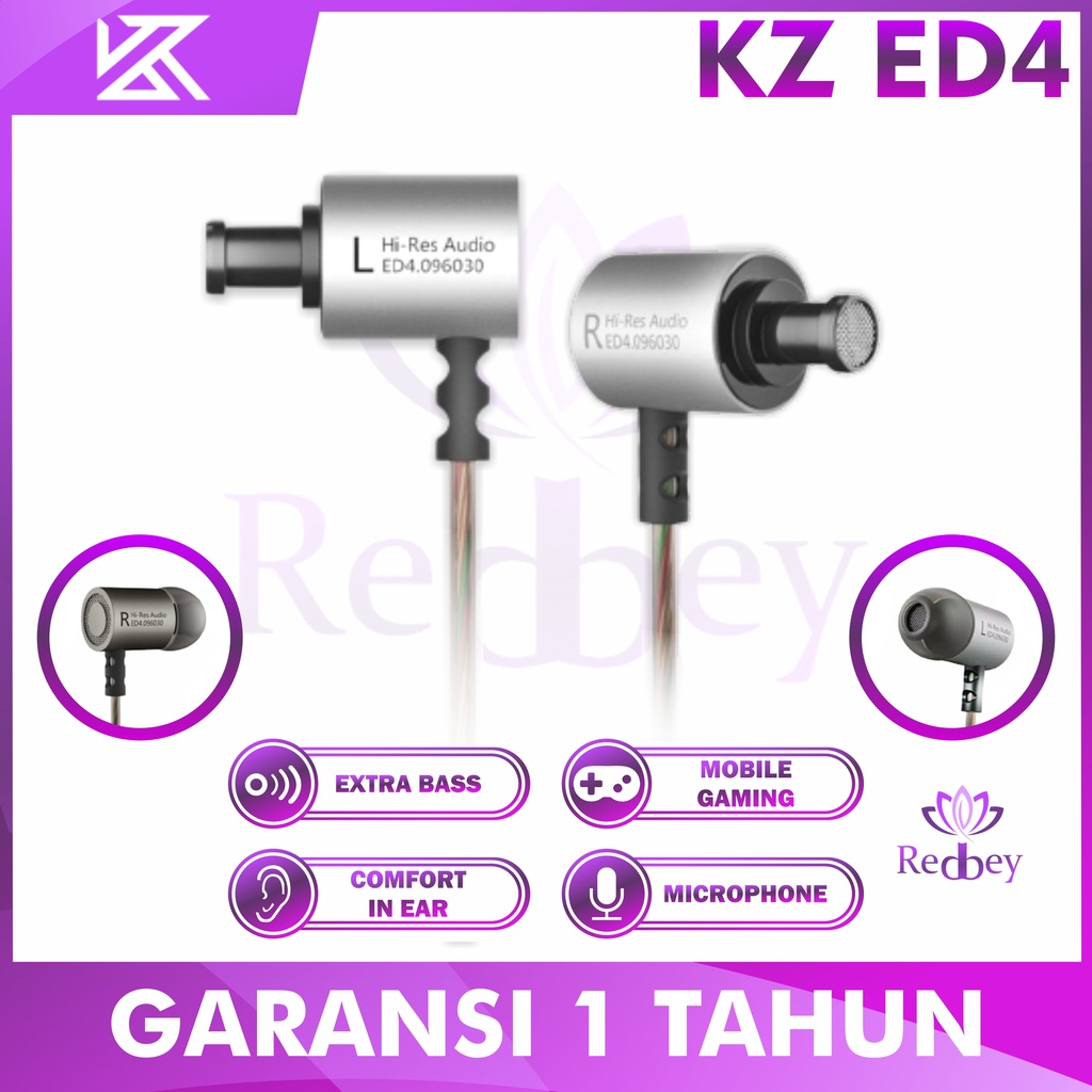 KZ ED4 headset Metal stereo 1DD original earphone with Mic