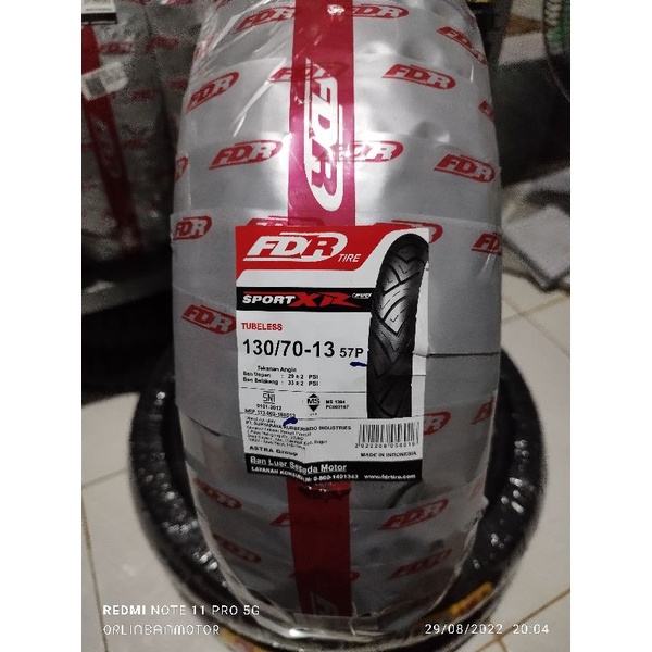 Ban FDR XR EVO 130/70-13 Tubles - Ban Belakang Yamaha Nmax/Ban Belakang Honda PCX160/Ban Belakang Ho