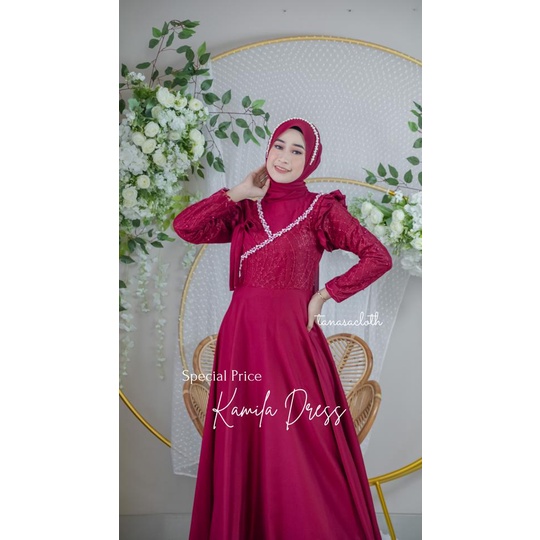 KAMILA DRESS | Gamis Pesta Motif Bunga Kecil | Dress Couple