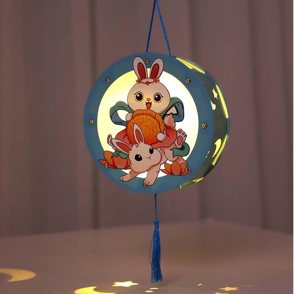 [Elegan] Diy Lampion Imlek Mid-autumn Festival Dekorasi Bunny Lantern Proyeksi Stereo Kertas Kertas Lampu Kelinci Lentera Anak Bunga Dan Lentera Bunga Cahaya Lampu