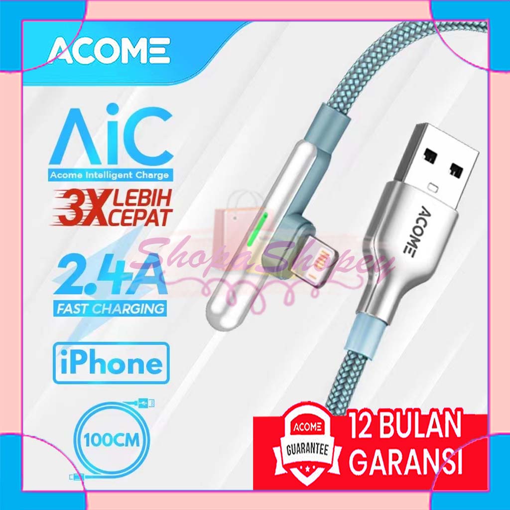 ACOME Gaming Cable Data iPhone Fast Charging Kabel Data iPhone 2.4 A Garansi 1 Thn AWL010S