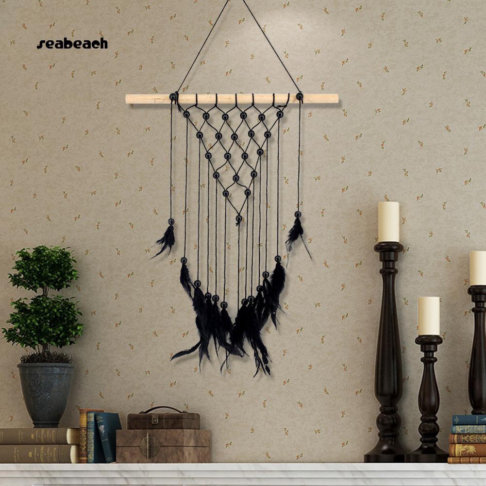 Seabeach Fashion Boho Wall Hanging Bead Net Feather Lucky Home Art