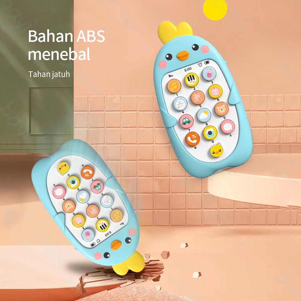 Sweetybayi Mainan bayi telepon dengan gigitan dan musik mainan edukasi anak