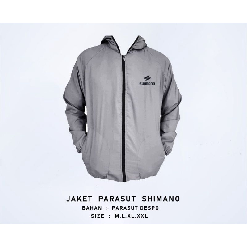 jaket pria wanita parasut shimano sauna lari bersepeda pria dan wanita-Abu muda
