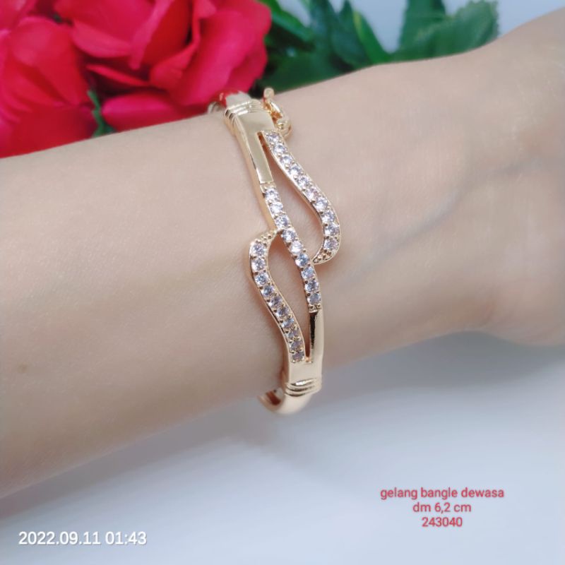 Gelang Bangle Dewasa Perhiasan Titanium Tembaga Terlaris Termurah Lapis Emas