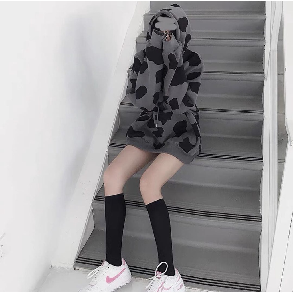 SWEATER HOODIE COW PULL PRINT OVERSIZE WANITA / SWEATER HOODIE OVERSIZE
