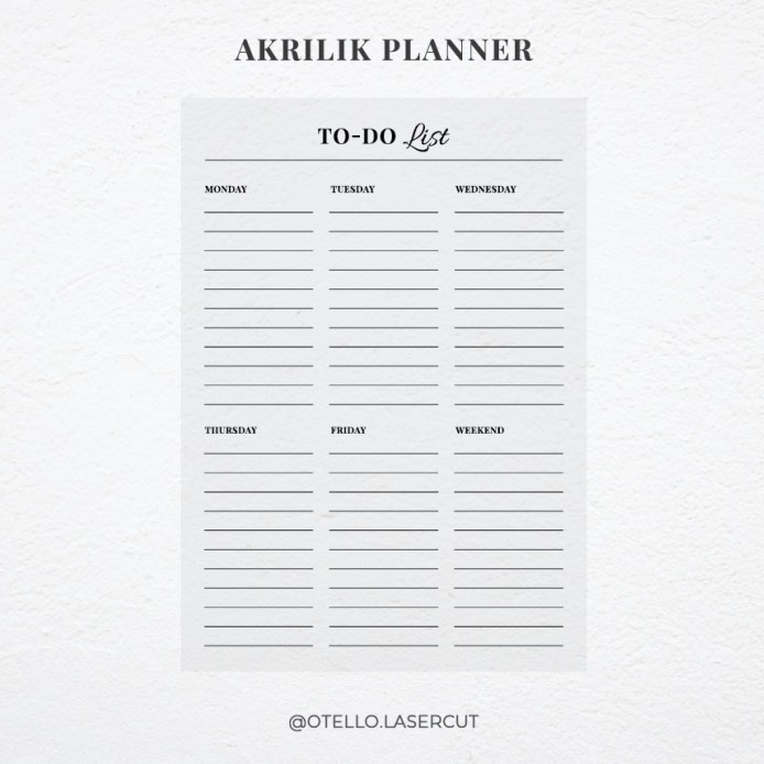 To Do List Weekly Planner Akrilik | Wall Planner Dinding Schedule Jadwal Dinding Acrylic Planner