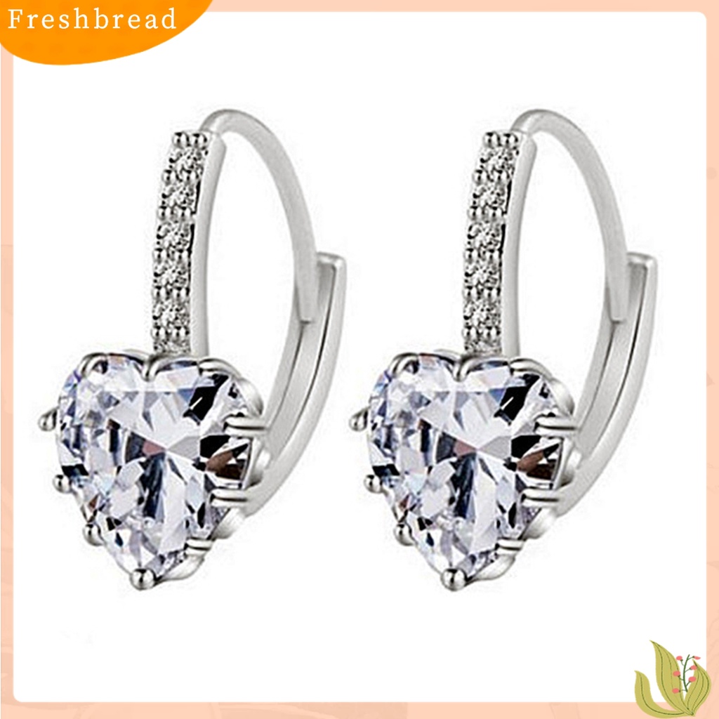 [TERLARIS]Woman 18K White Gold Plated Shining Rhinestone Heart Everlasting Hoop Earrings