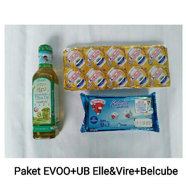 Paket Hemat MPASi Evoo Casa di Oliva dan UB Elle Vire Anchor Unsalted butter + keju kiri dan babybel